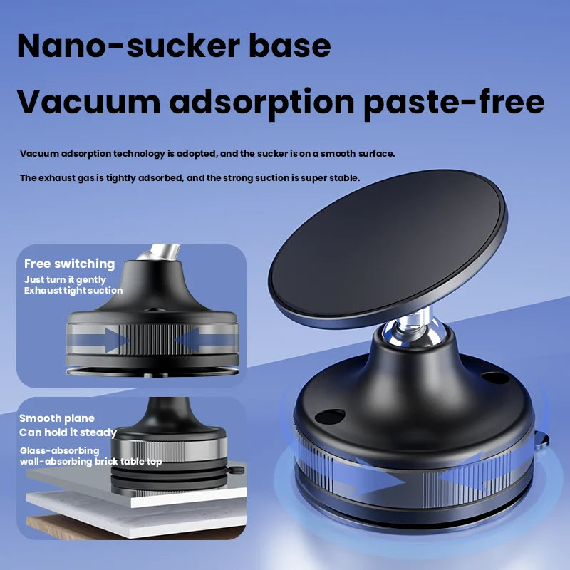 Magnetic Vacuum Car Mount Desktop Phone Holder 360° Rotation Foldable Strong Suction for iPhone 16 15 14 13 12 Pro Mobile Phone